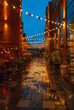 Illuminated Akker Brygge, a modern district in Oslo city center at night and in the rain, Norway