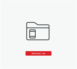 Poster - Folder vector icon. Symbol in Line Art Style for Design, Presentation, Website or Mobile Apps Elements, Logo. Pixel vector graphics - Vector