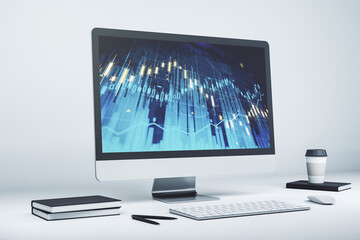 Aufkleber - Abstract creative financial graph on modern laptop monitor, forex and investment concept. 3D Rendering