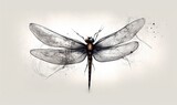 Fototapeta Motyle -  a drawing of a dragonfly on a white background with a black outline.  generative ai