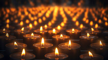 Group Of Lit Candles, Memory Of Deceased Persons, Wallpaper Background.