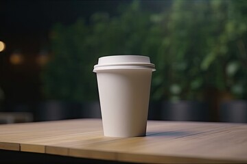 Canvas Print - white coffee cup on a rustic wooden table