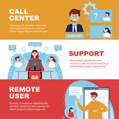 Canvas Print - Call center. banners with distance support operators in call center