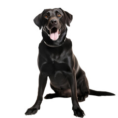 playful black labrador isolated on transparent background