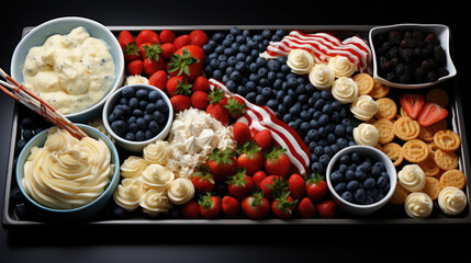 Wall Mural - Star-Spangled Summer Delights: Red, White, and Blue Foods for Fourth of July Celebration