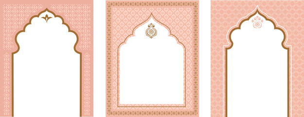 Wall Mural - Indian and oriental frames, backgrounds, doors and arches. Wedding, event invitation templates collection