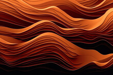 Generative AI Illustration Of Abstract Seamless Wavy Tessellations Pattern Background And Texture Design In Earthly Brown Color On Dark Backdrop