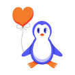 © Галина Бойко - Cartoon penguin with a heart shaped balloon