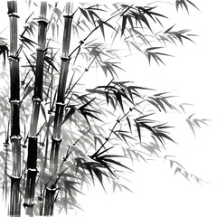 Poster - Generative AI Inkscapes of Serenity: Hand-drawn Bamboo and Mountains Embrace the Essence of Zen and Nature