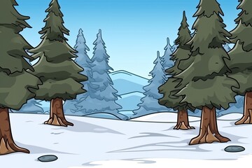 Wall Mural - serene winter landscape with snow-covered trees. Generative AI