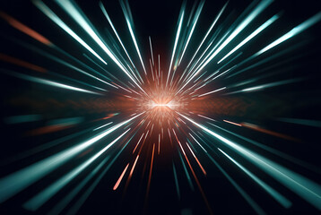 Wall Mural - illustration of abstract colorful neon motion blur background, high speed shooting glowing stars in 