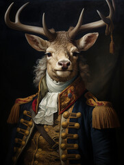 Wall Mural - An Oil Painting Portrait of a Deer Dressed Up as a Pirate | Generative AI