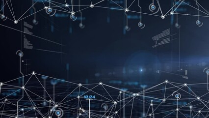 animation of dots and white connecting lines on connected molecules background
