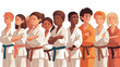 © jr-art - illustration of a kids karate group isolated on white background. Generative AI