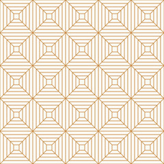 Wall Mural - Luxury gold geometric seamless pattern geometric with square rhombus and striped line, vector background for card, textile, packaging, branding.