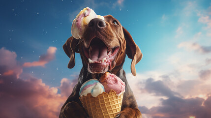 dog in hand with ice cream