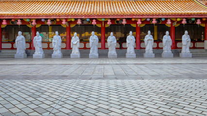 Sticker - Nagasaki, Japan - Nov 28 2022: Confucius Shrine (Koshi-byo) built in 1893 by Nagasaki's Chinese community dedicated to the revered Chinese philosopher Confucius in Japan