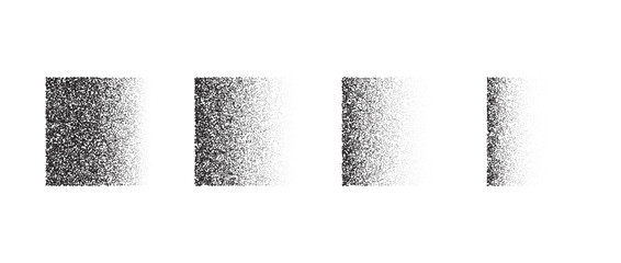Aufkleber - Fading gradient texture set. Black dotted square element collection. Stippled shade object pack. Noise grain dotwork shapes. Halftone effect illustrations bundle. Vector illustration