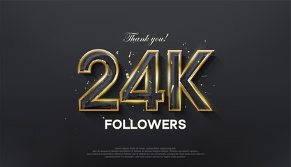 Golden line thank you 24k followers, with a luxurious and elegant gold color.