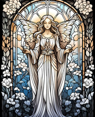 Stained glass angel in window art