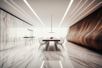 Sticker - modern dining room with a sleek marble table and elegant chairs