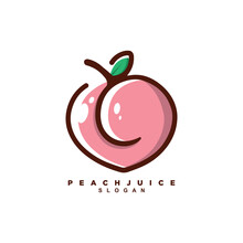 Fresh Peach Fruit Logo Design. Juicy Peach Logo For Your Brand Or Business