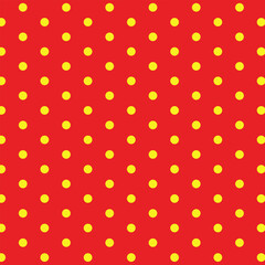 Poster - abstract monochrome geometric yellow dot pattern with red background.