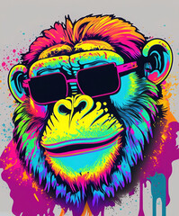 Wall Mural - graphic for a T-shirt featuring a cute wearing sunglasses