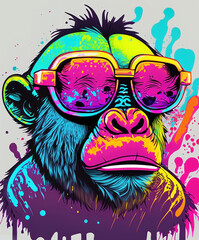 Wall Mural - graphic for a T-shirt featuring a cute wearing sunglasses