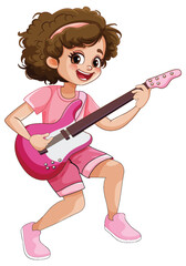 Wall Mural - Female rock musician playing bass