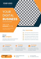 Wall Mural - Corporate business flyer design and digital marketing agency brochure cover template