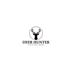 Sticker - Deer hunter logo template isolated on white background