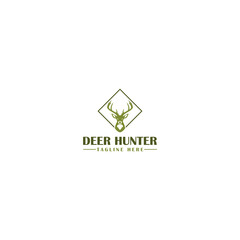 Canvas Print - Deer hunter logo template isolated on white background