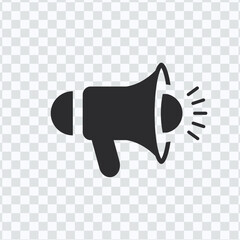 Poster - Megaphone or loudspeaker black vector icon. Bullhorn or blow horn filled symbol. eps 10 