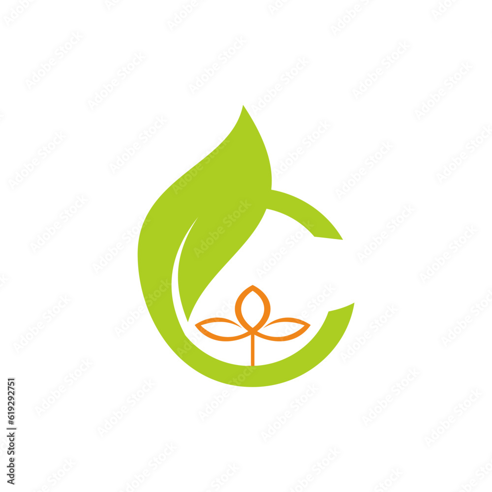 Letter c green leaf organic logo vector image Stock Vector | Adobe Stock