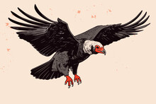 Hand-drawn Cartoon Turkey Vulture Flat Art Illustrations In Minimalist Vector Style