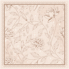 Wall Mural - vintage flower scarf chiffon template