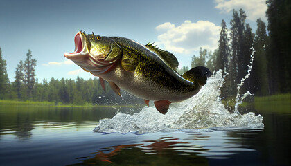 Largemouth Bass Jumping Spring Ai generated image 