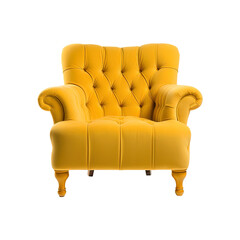 Sticker - Armchair art deco style in yellow isolated on transparent background. Front view. Series of furniture