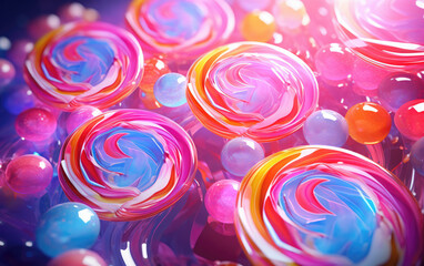 Wall Mural - Colorful Lollipops Abstract Background