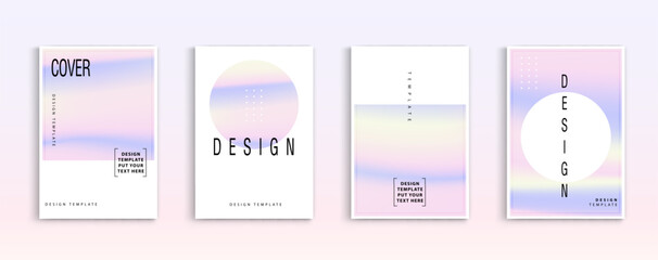 Poster - Holographic poster set. abstract backgrounds color gradient pastel. applicable for banner design, cover, invitation, party flyer, app, web design, webpages, vector design.
