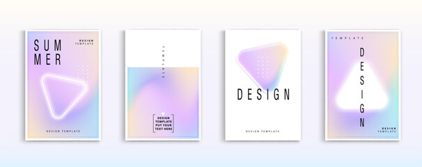 Poster - Holographic poster set. abstract backgrounds color gradient pastel. applicable for banner design, cover, invitation, party flyer, app, web design, webpages, vector design.
