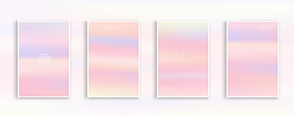 Poster - Set holographic gradient pastel modern background. blue, pink ,yellow and orange colors for deign concepts, wallpapers, web, presentations and prints. vector design.