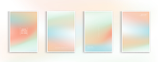 Poster - Set holographic gradient pastel modern background. blue, pink ,yellow and orange colors for deign concepts, wallpapers, web, presentations and prints. vector design.