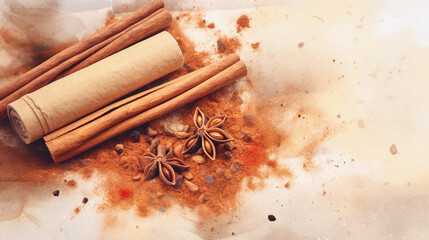 Sticker - cinnamon sticks and powder