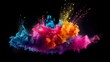 © Suleyman - Colored powder explosion on gradient dark background. Freeze motion Generative AI