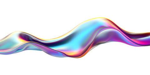 Poster - 3d rendering multicolored flowing abstract iridescent shape. generative ai