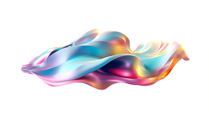 Poster - 3d rendering multi-colored flowing abstract iridescent wave shape. generative ai