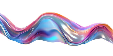 Poster - 3d rendering multi colored flowing abstract iridescent wave shape. generative ai