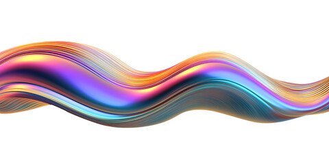 Poster - 3d rendering multi-colored flowing abstract iridescent wave shape. generative ai